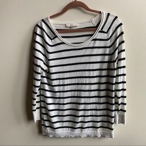 Loft large- white and black striped light sweater